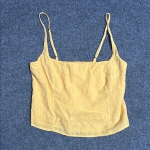 Abercrombie & Fitch Yellow Linen-Blend Spaghetti Strap Cami